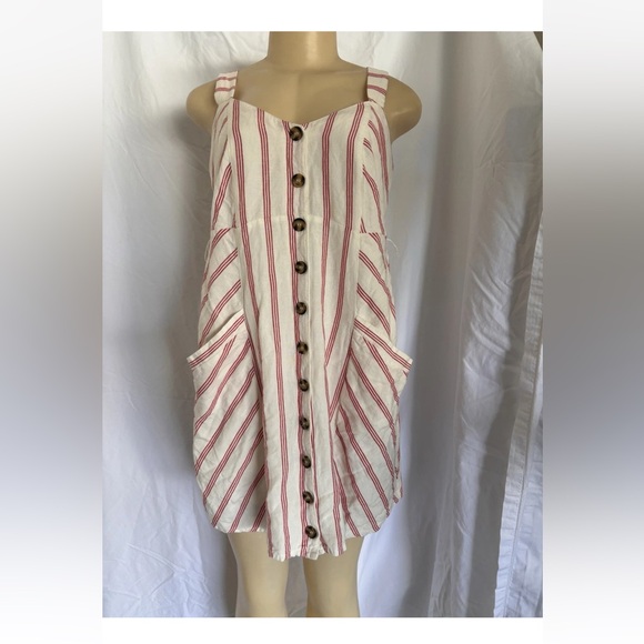 A Pea in the Pod Red Striped Sleeveless Maternity Dress - Picture 1 of 2